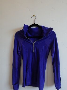 Lululemon Deep Purple Quarter-Zip Hooded Performance Top